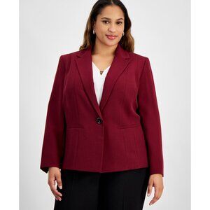 Kasper Plus Size 16W Burgundy Career Business One-Button Blazer